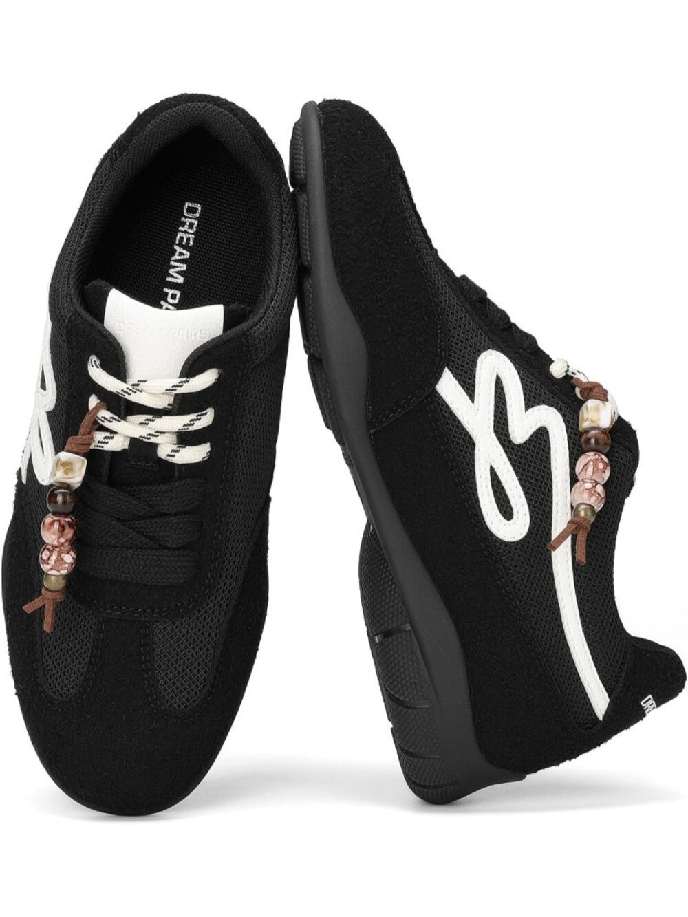 Women's Black Faux Suede Retro Platform Non Slip Lightweight Fashion Sneakers